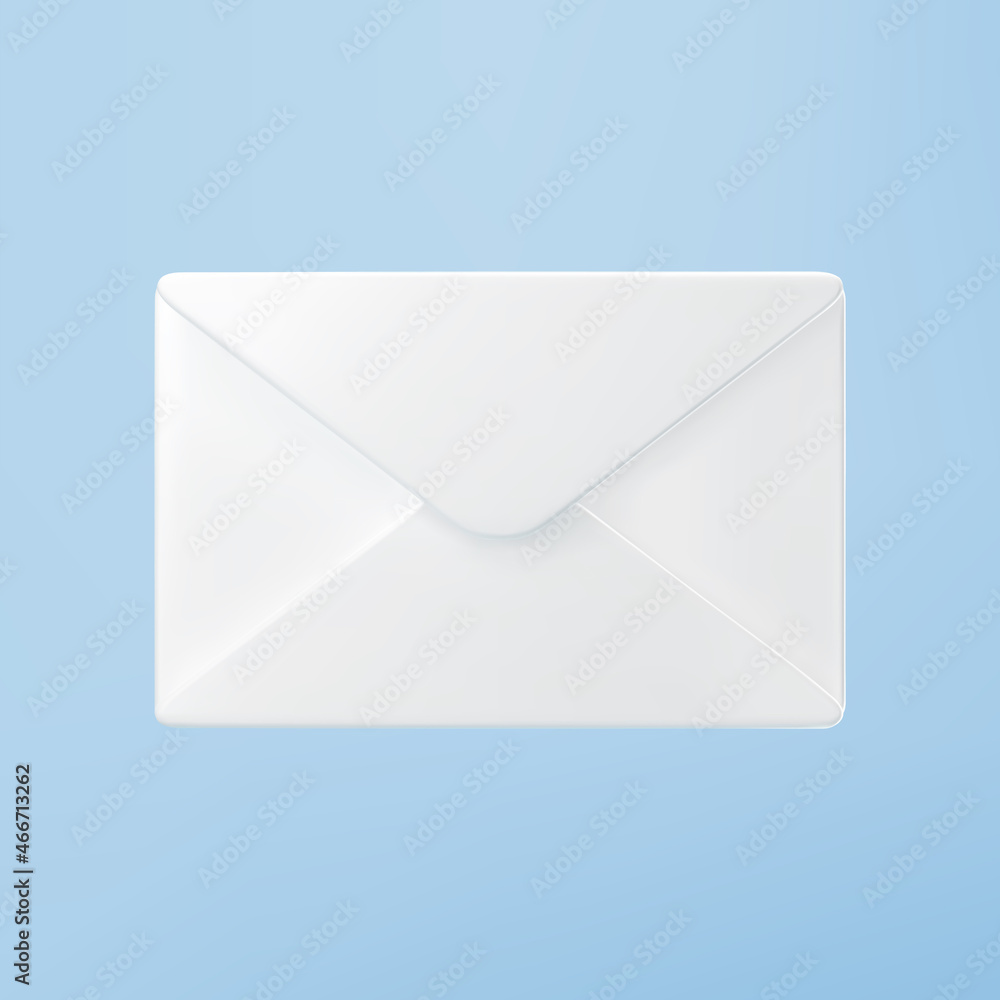 3d white closed mail envelope icon isolated on blue background. Render new unread email notification. 3d realistic minimal vector 3d white closed mail envelope icon isolated on blue background. Render new unread email notification. 3d realistic minimal vector