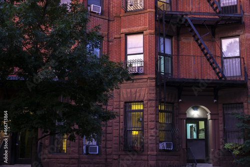 Red brick apartment building in Park Slope