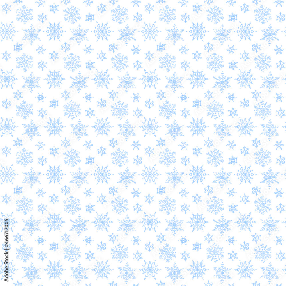 Vector illustration of cute snowflakes. Seamless pattern