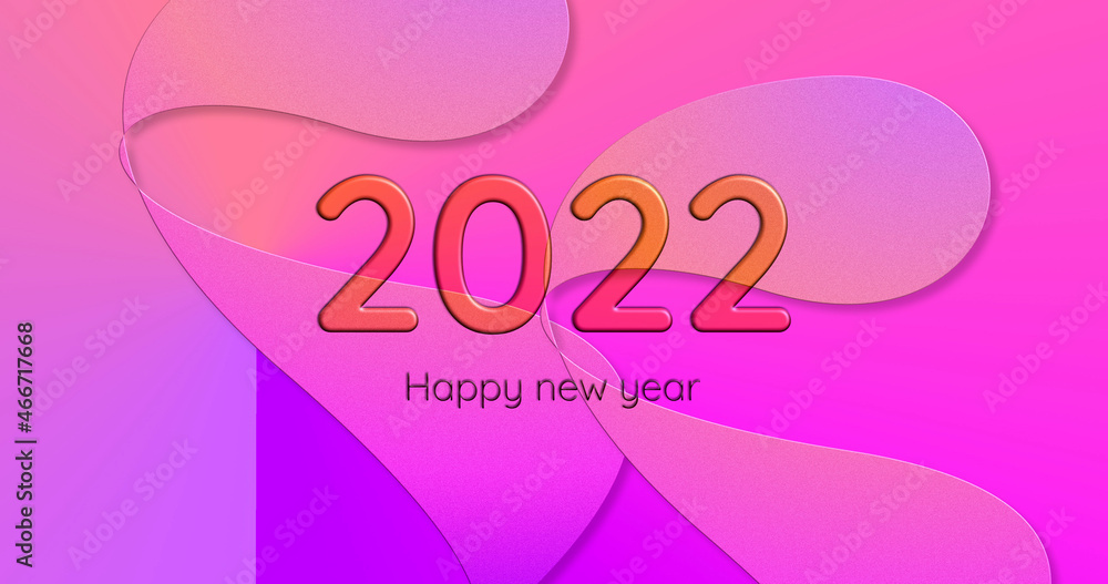 3D Background, happy new year 2022, with pink colors futuristic.