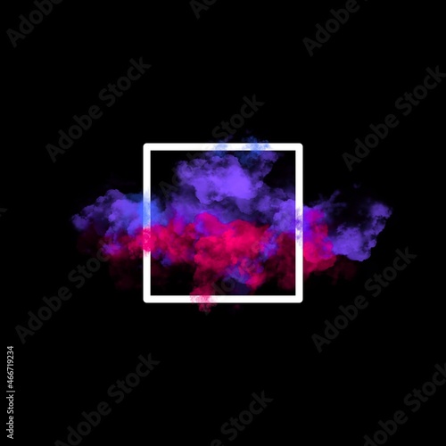 Abstract colorful smog with white frame for dust explosion wallpaper design