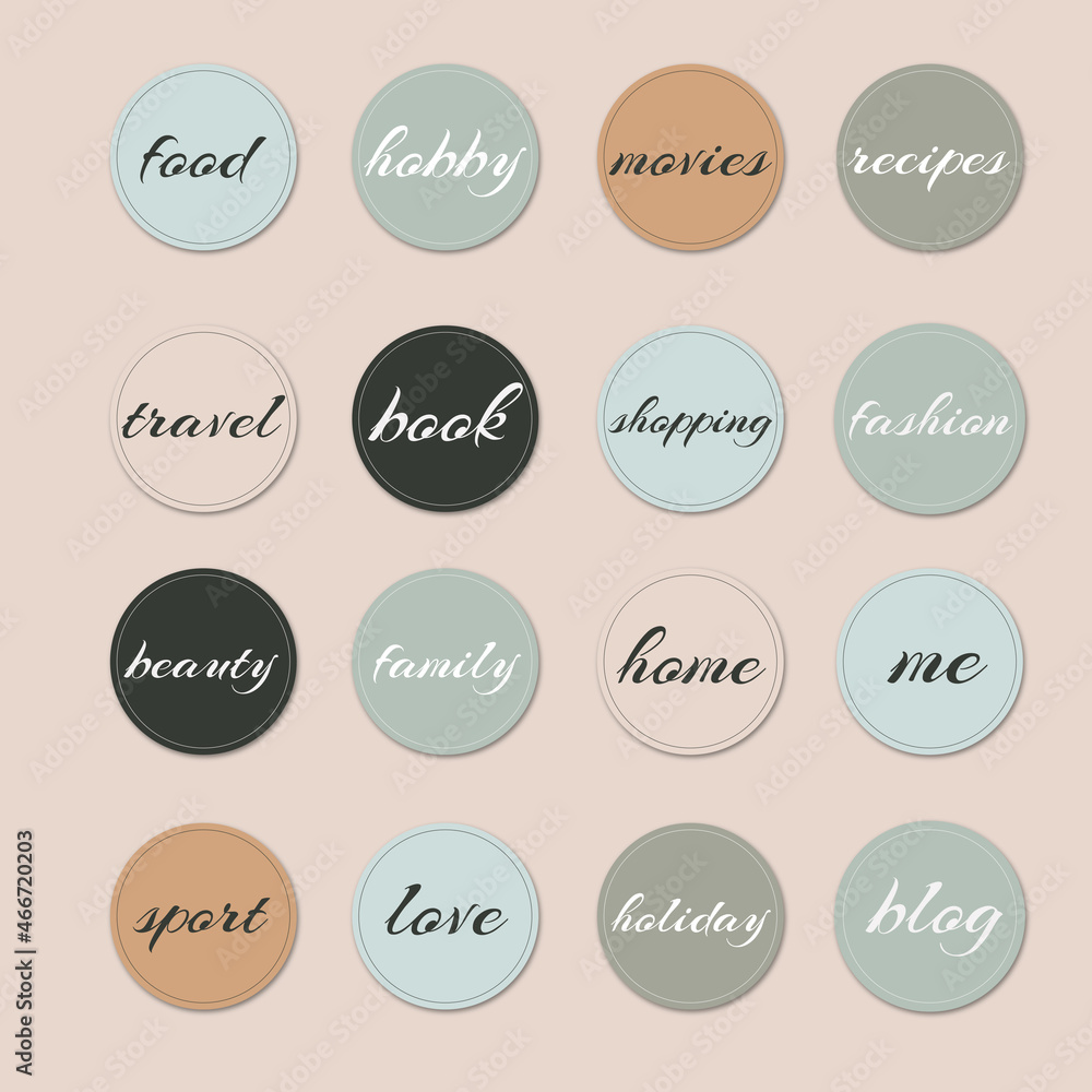 Stories, cover, social media icons highlights in light colors Stories, cover, social media icons highlights in light colors