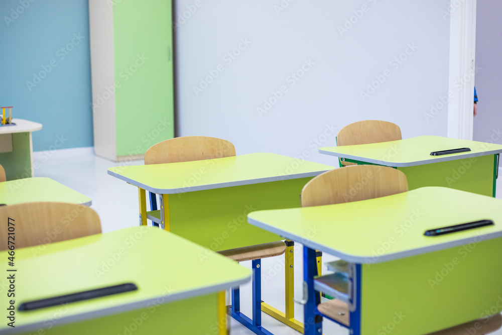 School class with school desks and blackboards in ukraine high school School class with school desks and blackboards in ukraine high school