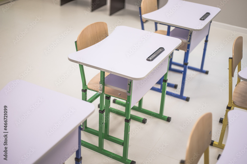 School class with school desks and blackboards in ukraine high school School class with school desks and blackboards in ukraine high school