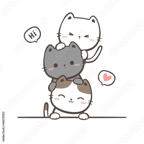 cat kitty greeting cartoon doodle vector illustration