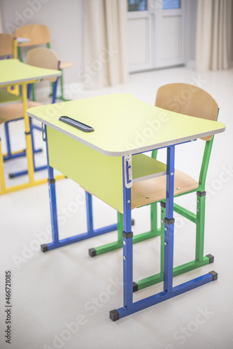 School class with school desks and blackboards in ukraine high school