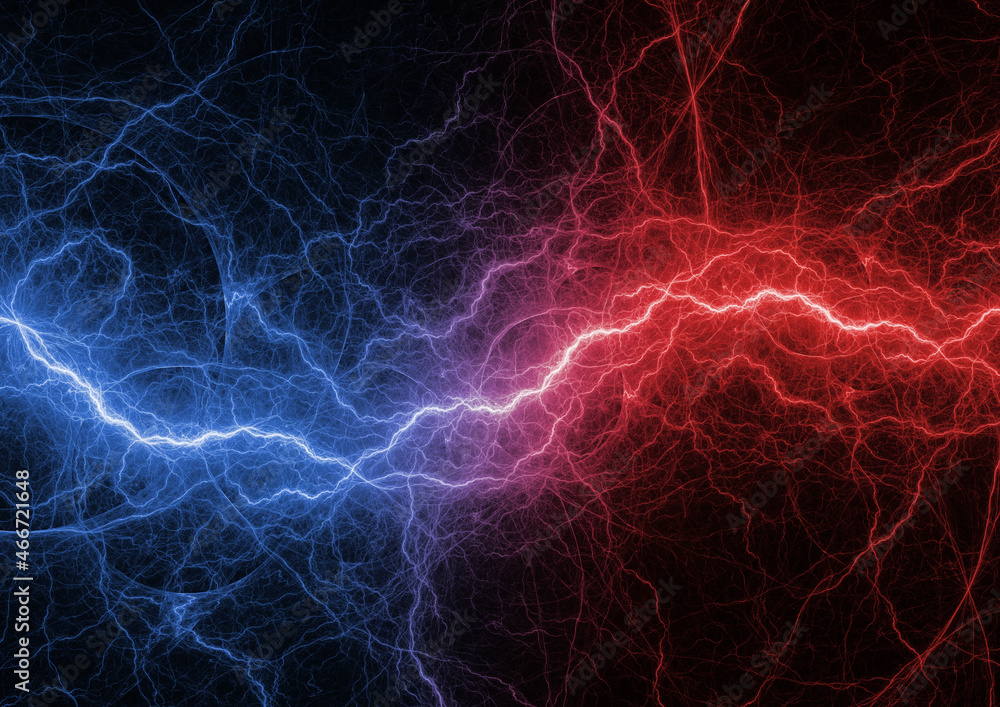 Fire and ice lightning background, power electrical abstract
