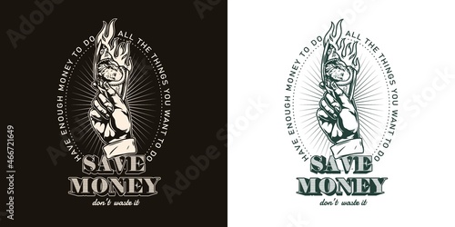 Money monochrome vintage label