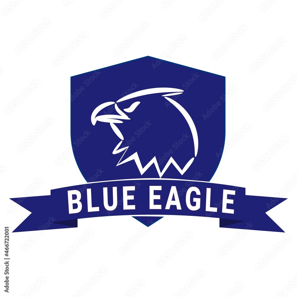 Vector illustration of an eagle's head sketch in a flat line style isolated on blue. Suitable for company logo Vector illustration of an eagle's head sketch in a flat line style isolated on blue. Suitable for company logo