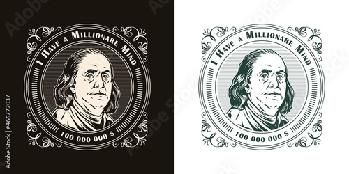 Money monochrome round label