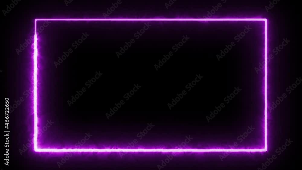 Animated pink neon glowing frame background. Bright vibrant seamless loop animation of 4K border. Futuristic light effect isolated on black backdrop fit for show, presentation, music, video, event