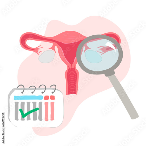 vector illustrations for gynecology. In vitro fertilization treatment of infertility, ovary cycle strokes, and font expended. 