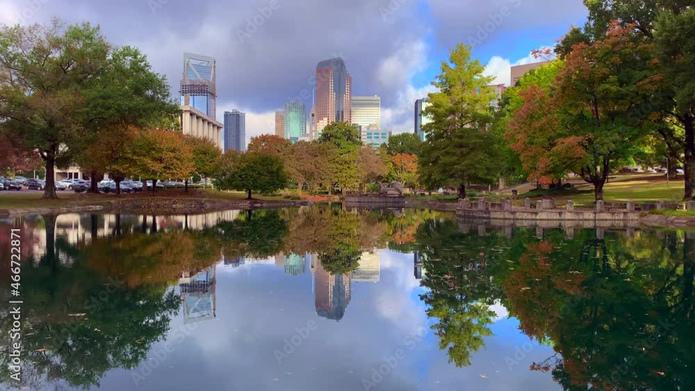 Dramatic Charlotte NC cityscape skyline on a fall autumn day Dramatic Charlotte NC cityscape skyline on a fall autumn day