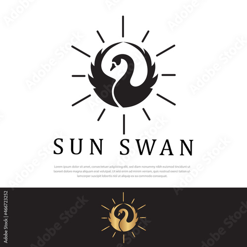 sun swan logo vector illustration