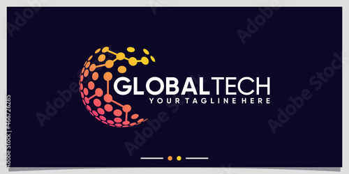 Global technology logo design inspiration with unique modern concept Premium Vector