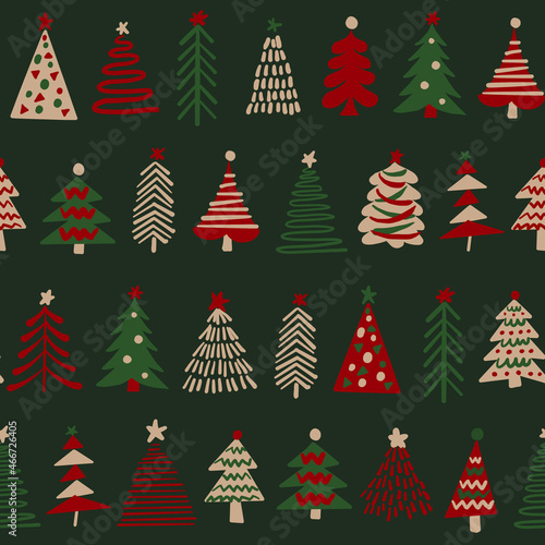 Christmas Tree Digital Papers, Seamless Patterns, Winter Holiday Illustration, 12 inches