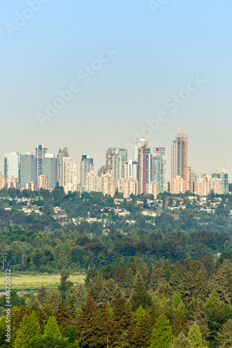 Metrotown view on bright summer morning in Vancouver