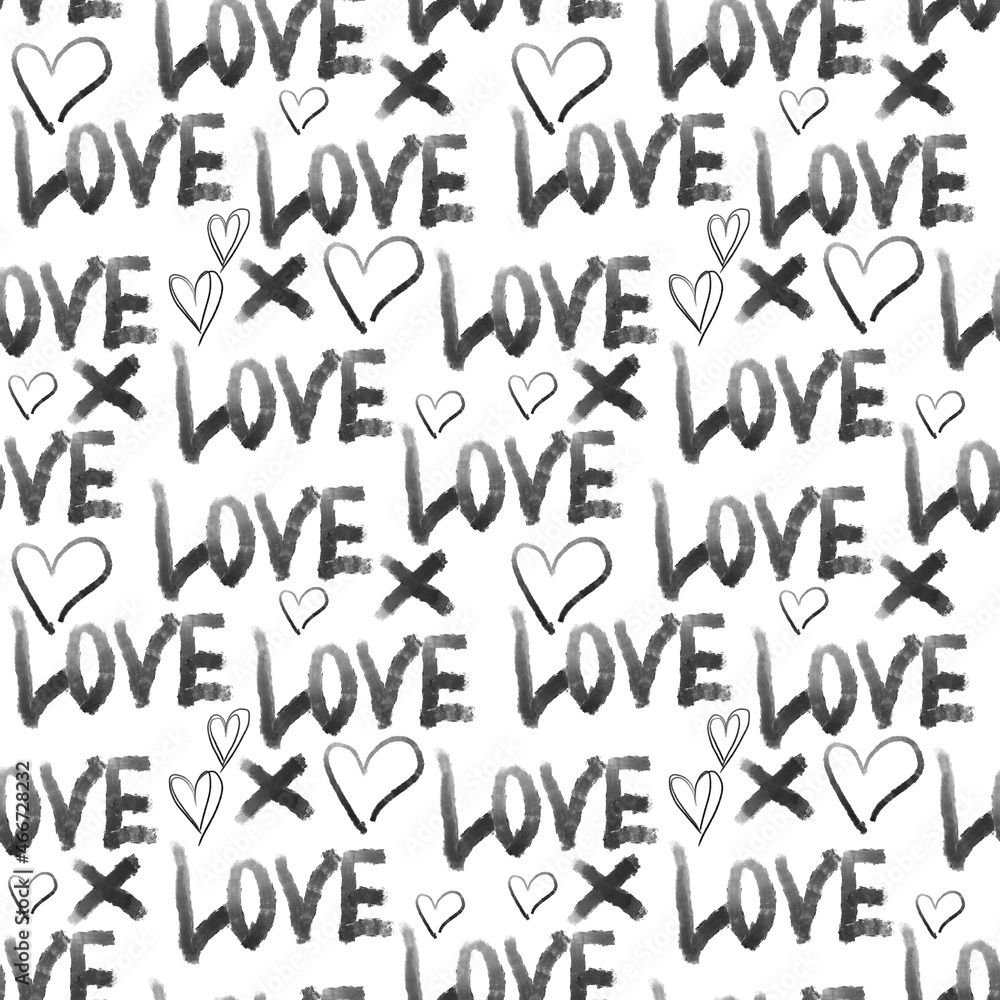 Seamless pattern in graffiti style for Valentine's Day February 14. Template for Valentine's day greeting, poster, banner, invitation, congratulation, print for t-shirt, sticker, label and other. Seamless pattern in graffiti style for Valentine's Day February 14. Template for Valentine's day greeting, poster, banner, invitation, congratulation, print for t-shirt, sticker, label and other.