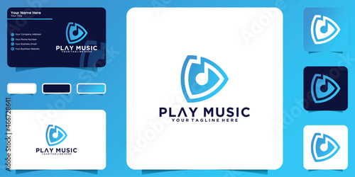 music play button and business card design logo