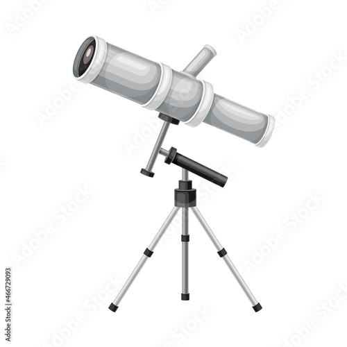 Modern astronomical telescope on tripod, optical device vector illustration