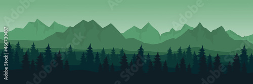 green mountain landscape view vector illustration for wallpaper  backdrop  background  web banner  and design template