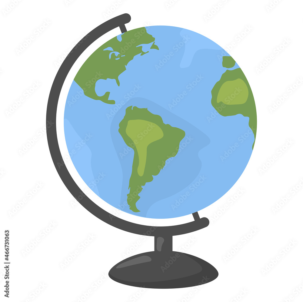 Training school material, concept world globe icon, educational institution stuff cartoon vector illustration, isolated on white. Training school material, concept world globe icon, educational institution stuff cartoon vector illustration, isolated on white.