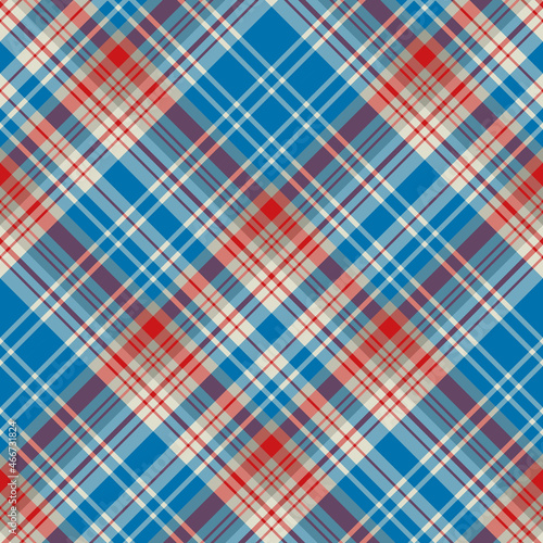 Seamless pattern in positive red, blue and gray colors for plaid, fabric, textile, clothes, tablecloth and other things. Vector image. 2