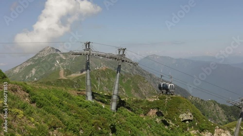 Wallpaper Mural Panoramic view of the funicular in the mountains at high altitude Torontodigital.ca