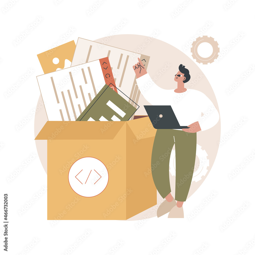 Packaged software abstract concept vector illustration. Multiple ...