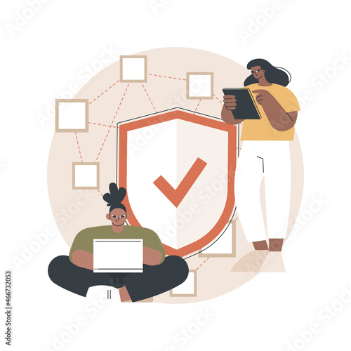 Decentralized application abstract concept vector illustration. Digital application, blockchain, P2P computer network, web app, multiple users, cryptocurrency, open source abstract metaphor.