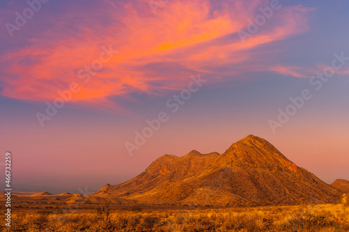 Sunrise over the mountains in Naukluft National Park, Namibia