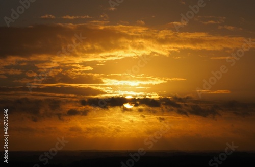Majestic golden morning clouds in the Netherlands. 