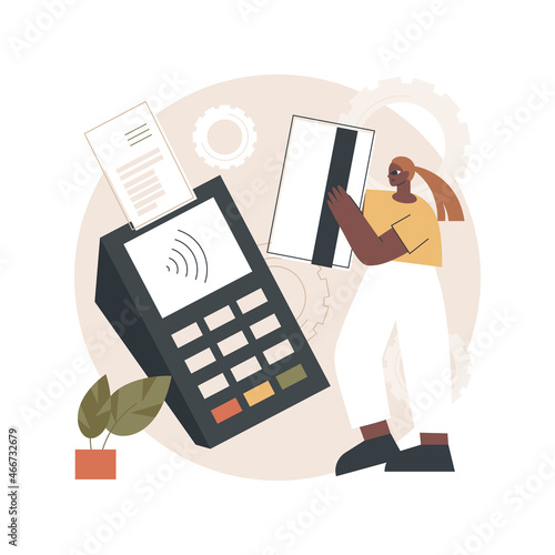 Contactless payment abstract concept vector illustration. Contactless technology, payment system, smartphone banking application, paypass solution, smartwatch purchase method abstract metaphor.