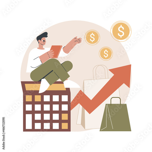 Sales forcasting abstract concept vector illustration. Business strategy planning, marketing forecasting method, sales software, revenue management, retail income, profit plan abstract metaphor.