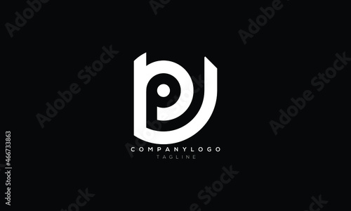 PU, PJ, JU, UP, Abstract initial monogram letter alphabet logo design