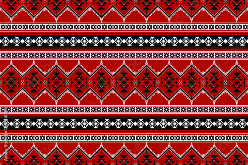 Geometric ethnic oriental seamless pattern traditional Design for background,carpet,wallpaper.clothing,wrapping,Batik fabric,Vector illustration.embroidery style - Sadu, sadou, sadow or sado