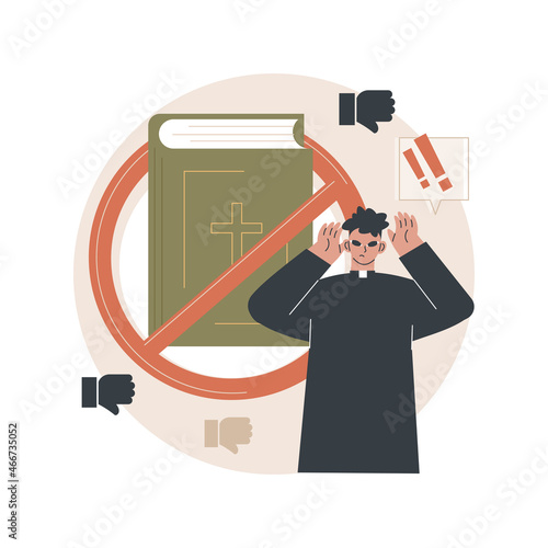 Atheistic worldview abstract concept vector illustration. Absence of belief in god, religious skepticism, philosophical rational irrational worldview, god not exist, we trust abstract metaphor.