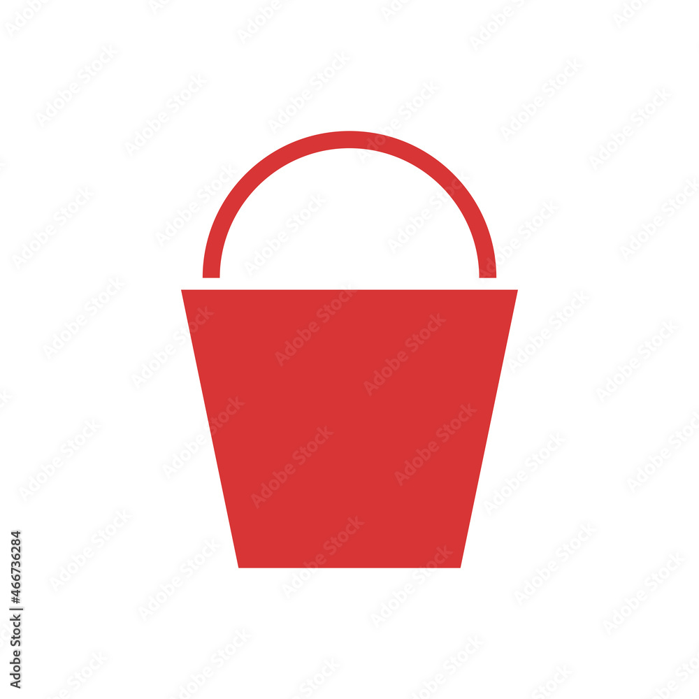 Bucket vector icon. Red symbol Bucket vector icon. Red symbol
