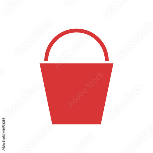Bucket vector icon. Red symbol