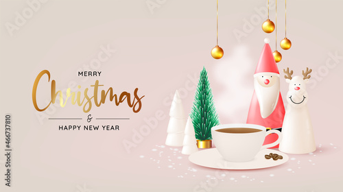 Greeting coffee and merry christmas