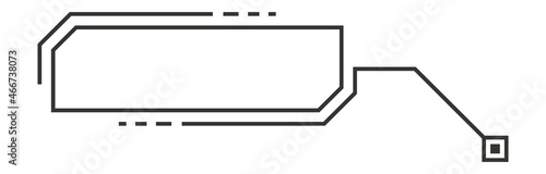 Info box in HUD style. Futuristic callout title. Digital interface