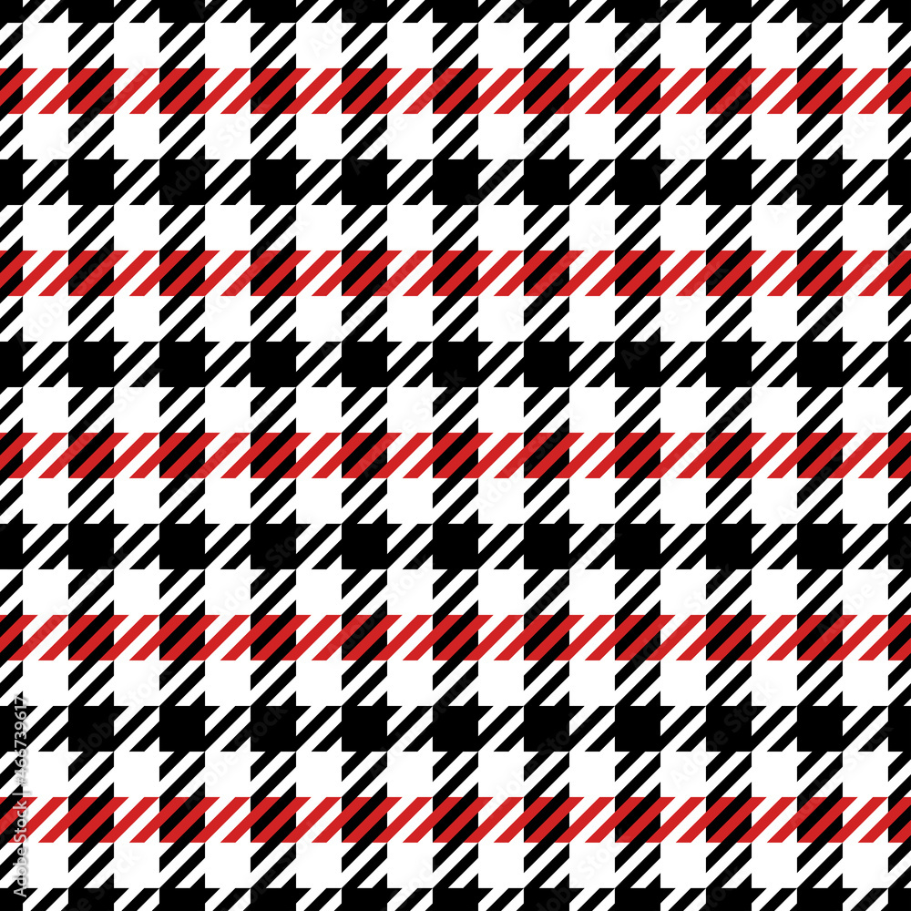 Pepita Hounds tooth red fabric seamless pattern. Vector
