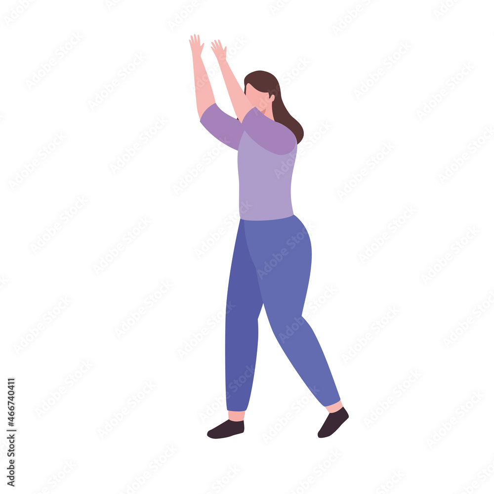 woman with hands up