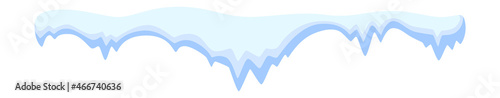 Snow cap. Frozen ice formation. Winter cartoon border