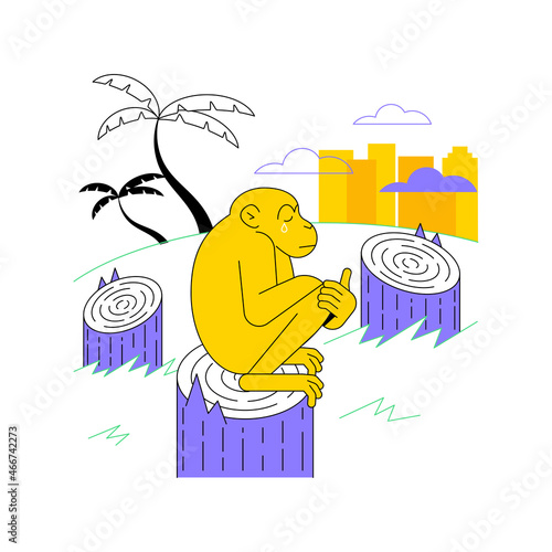 Deforestation abstract concept vector illustration. Environmental change, wildlife degradation, causes of deforestation, environmentalism, palm oil production, agricultural land abstract metaphor.