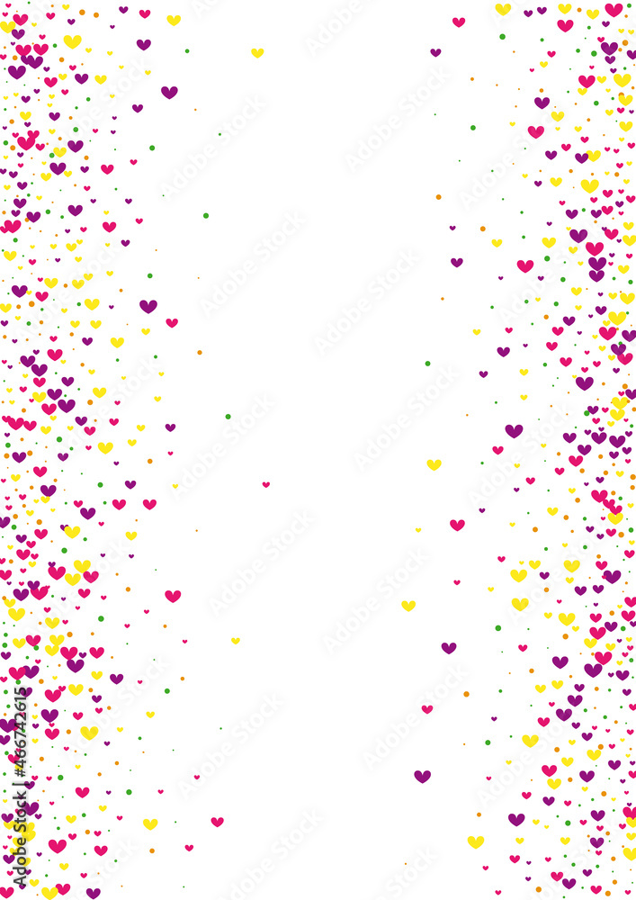 Purple Valentines Round Backdrop. Pink Little Wallpaper. Red Heart Fall. Yellow Saint Texture. Vector Background.