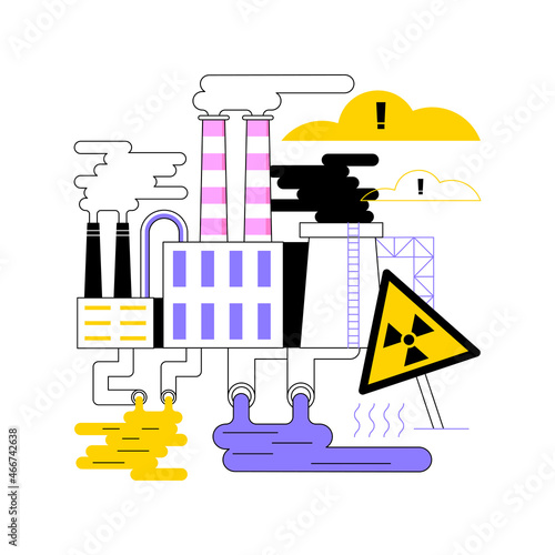 Industrial pollution abstract concept vector illustration. Polluting industry, environmental degradation from factory, land contamination, hazardous waste, chemical pollution abstract metaphor.