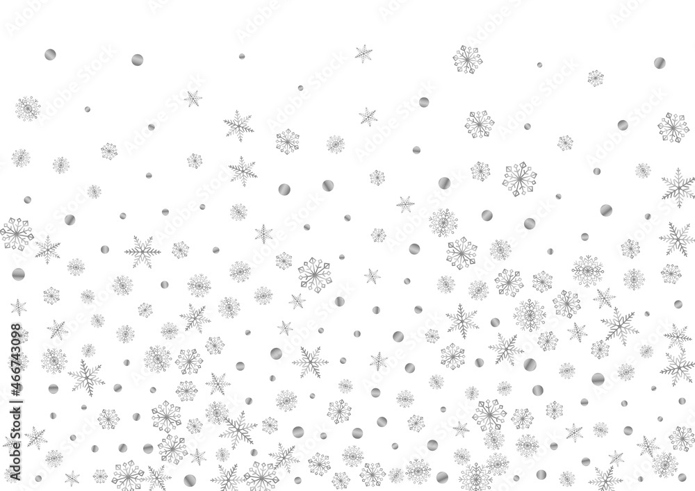 Metal Snowflake Background White Vector. Flake Holiday Pattern. Silver Snow January. Grey Ice Texture.