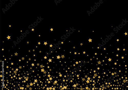 Gold Dust Confetti Illustration. Spray Sequin Texture. Gradient Glitter Light Design. Luxury Star Pattern. Golden Falling Background