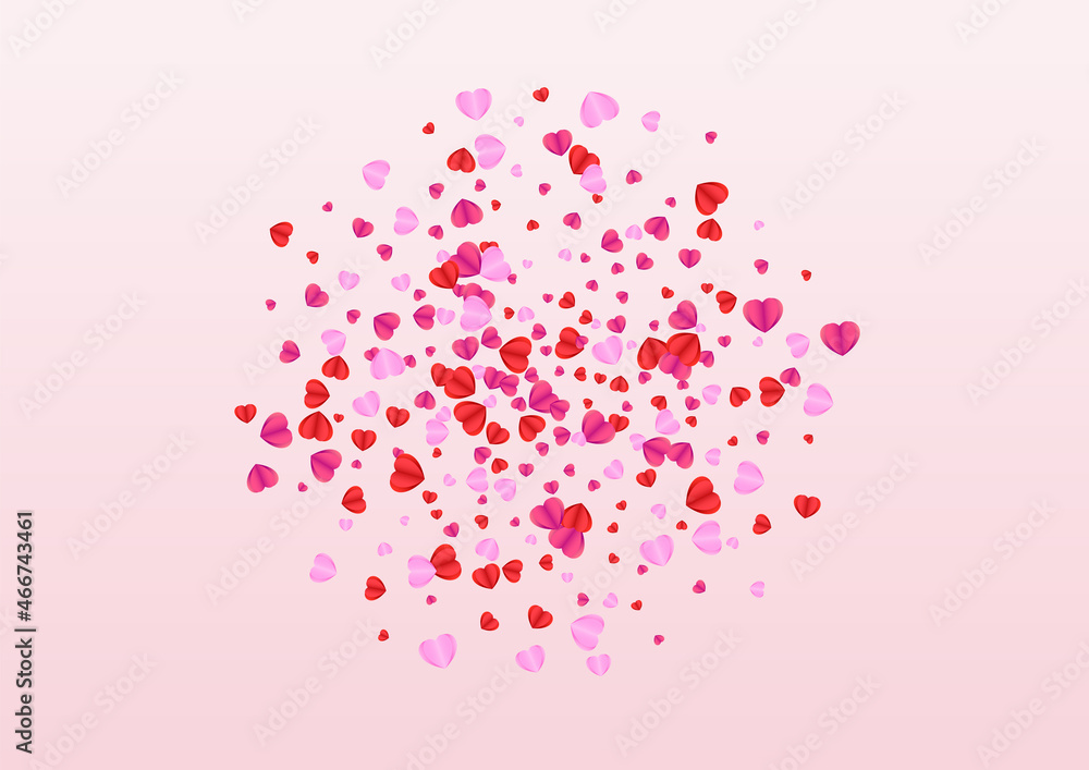 Pinkish Heart Background Pink Vector. Volume Texture Confetti. Red Happy Illustration. Lilac Confetti Cut Pattern. Fond Blank Backdrop.